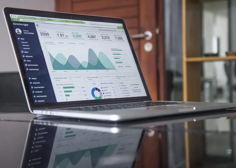 Web analytics dashboard showing website performance metrics