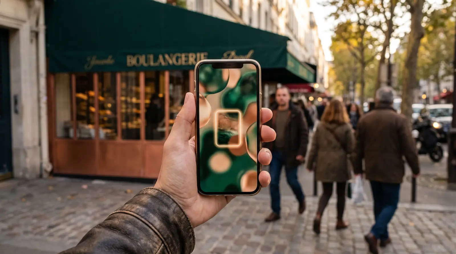 Business profile on a phone surrounded by stars and review bubbles, sources read by AI assistants