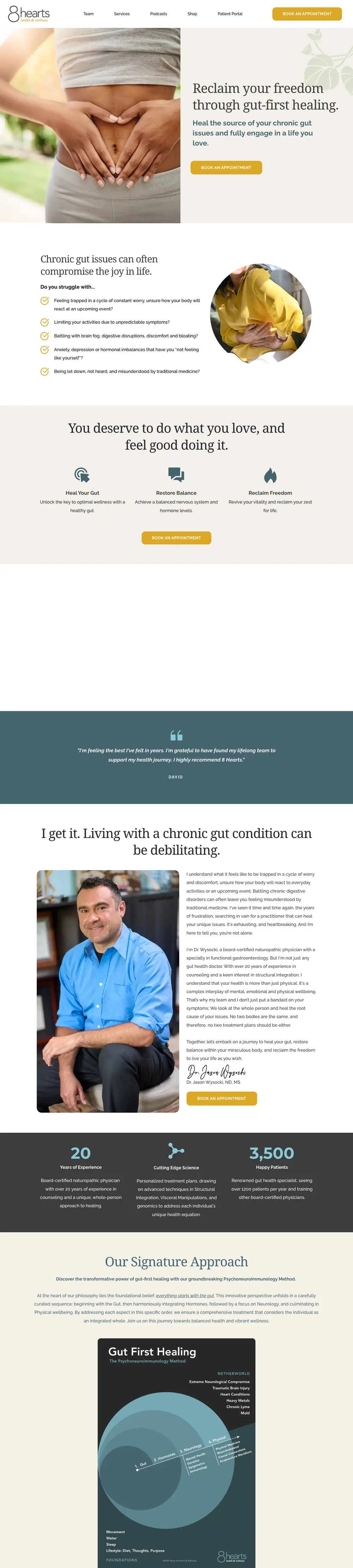 8hearts — website built by Monsieur Click Website of 8hearts (Gut health, Tigard, United States) built by Monsieur Click, home page