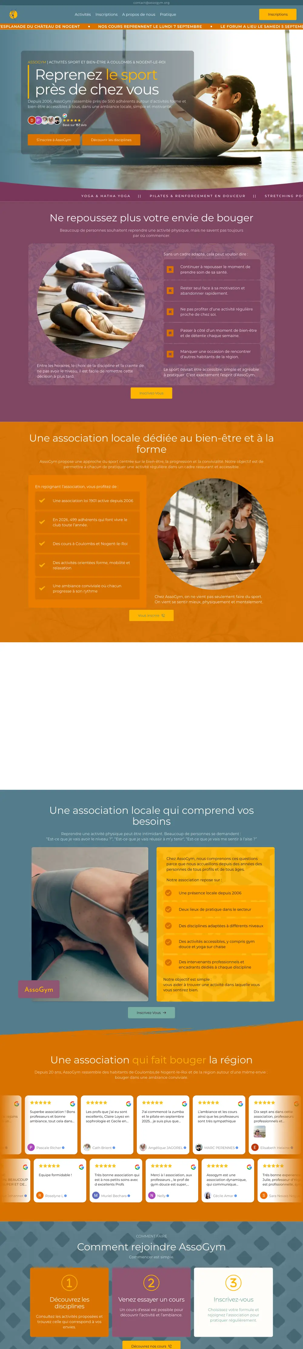 Assogym — website built by Monsieur Click Website of Assogym (Sports and wellness club, Eure-et-Loir, France) built by Monsieur Click, home page
