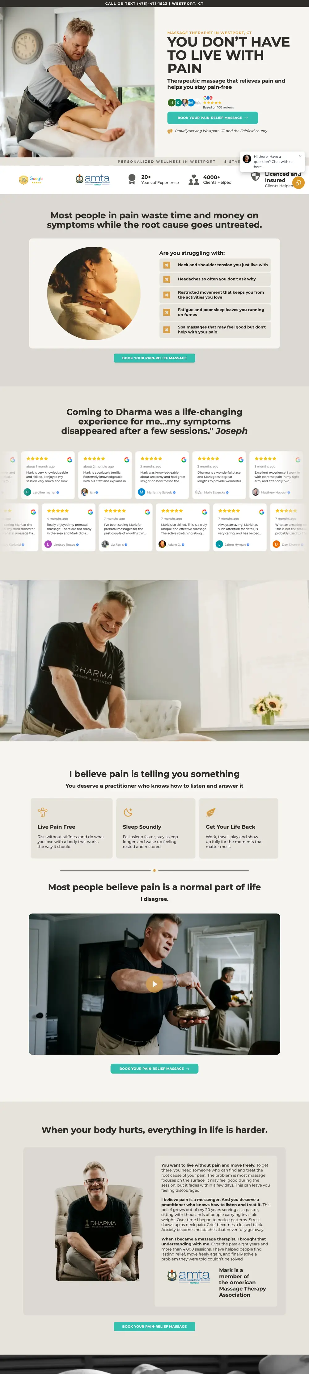 Dharma Massage Therapy — website built by Monsieur Click Website of Dharma Massage Therapy (Therapeutic massage, United States) built by Monsieur Click, home page