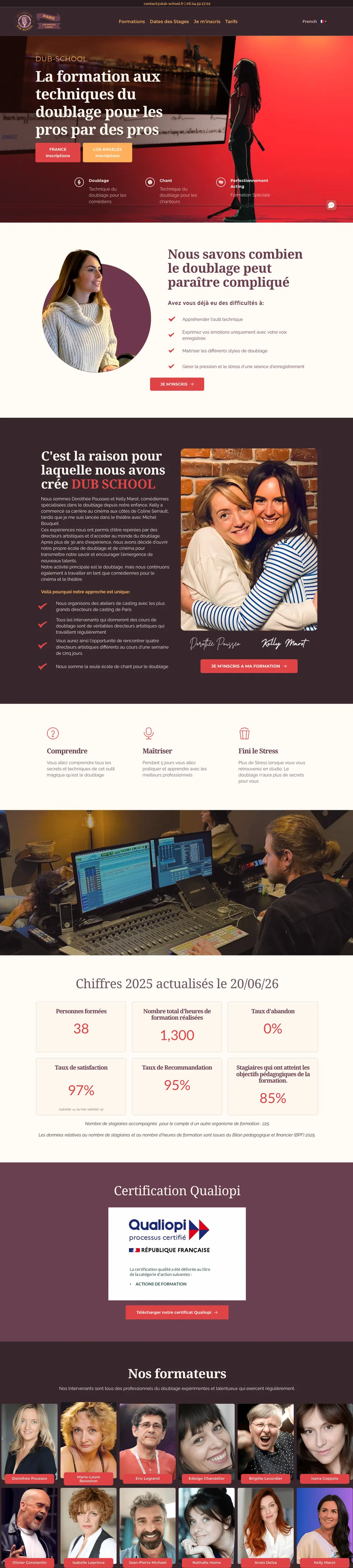 Dub-School — website built by Monsieur Click Website of Dub-School (Dubbing school, France and Los Angeles) built by Monsieur Click, home page