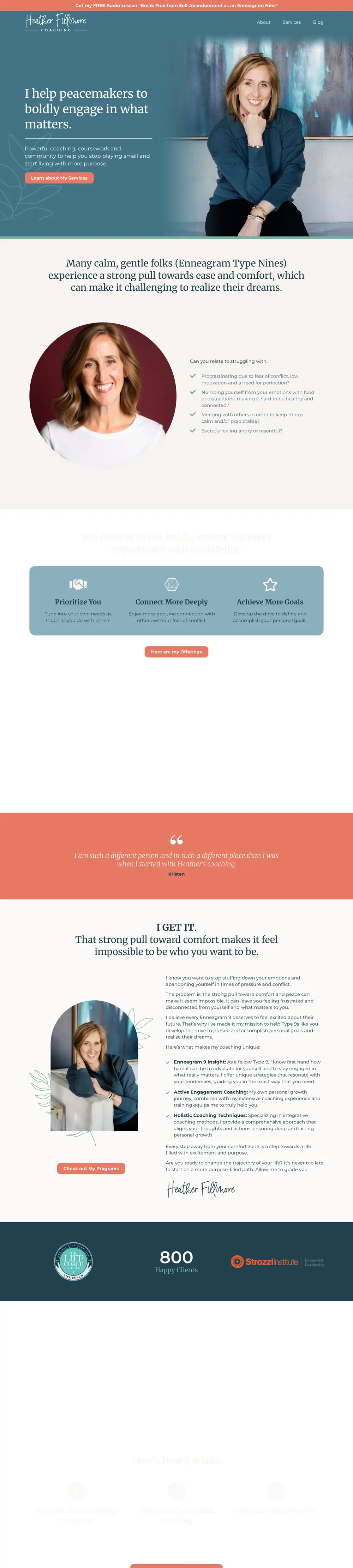 Heather Fillmore Coaching — website built by Monsieur Click Website of Heather Fillmore Coaching (Coaching, United States) built by Monsieur Click, home page