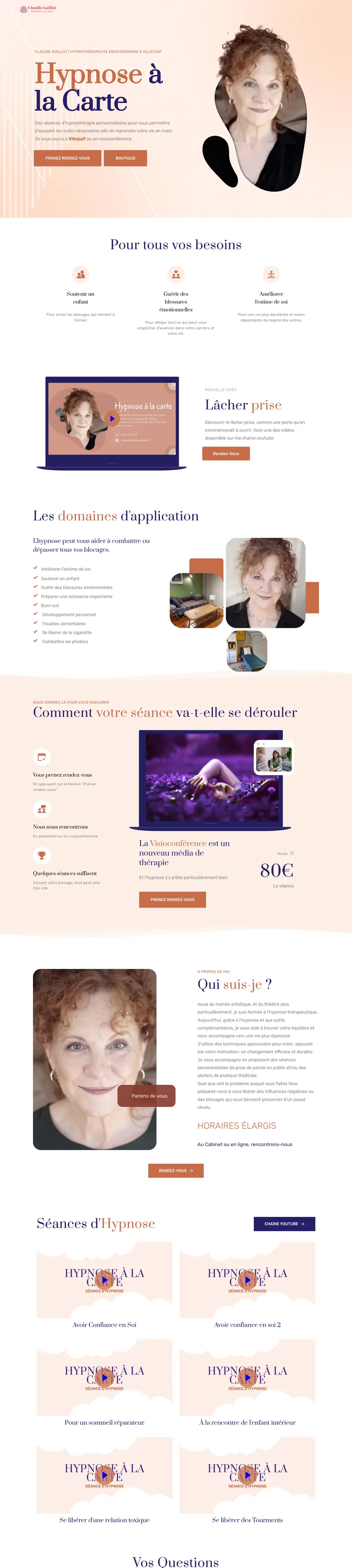 Hypnose à la carte — website built by Monsieur Click Website of Hypnose à la carte (Hypnotherapist, Villejuif, France) built by Monsieur Click, home page