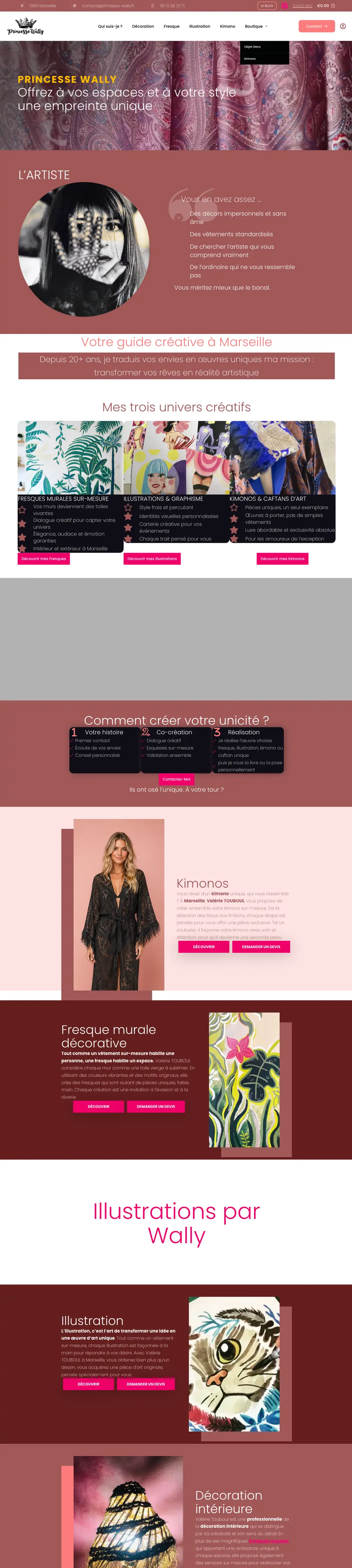 Princesse Wally — website built by Monsieur Click Website of Princesse Wally (Murals, illustration and kimonos, Marseille) built by Monsieur Click, home page